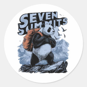 A panda bear standing tall on rocky terrain classic round sticker