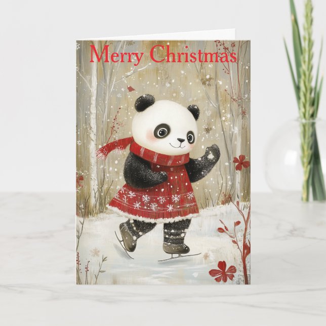 A Panda Ice Skating Holiday Card (Front)