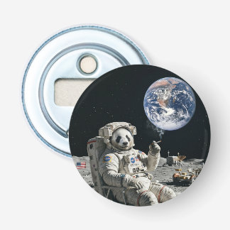A panda smoking a cigarette on the moon bottle opener