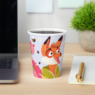 a paper cup with a fox