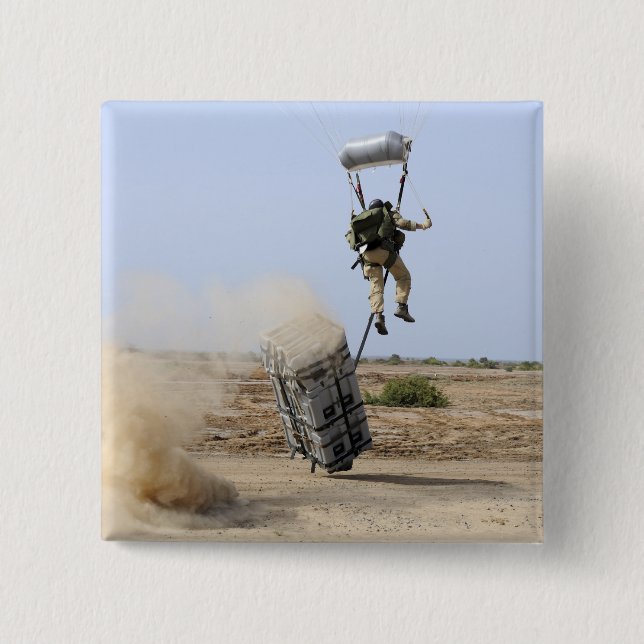 A pararescueman drops into the zone 2 inch square button (Front)