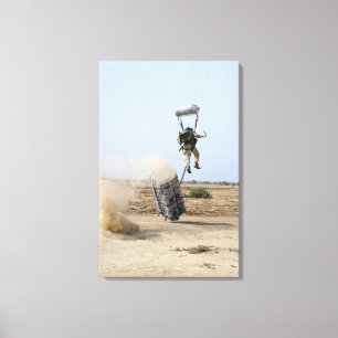 A pararescueman drops into the zone canvas print