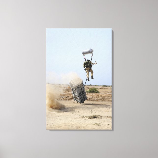A pararescueman drops into the zone canvas print (Front)