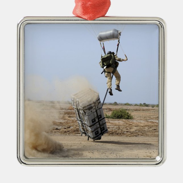 A pararescueman drops into the zone metal ornament (Front)