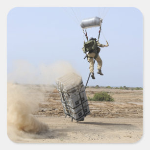 A pararescueman drops into the zone square sticker