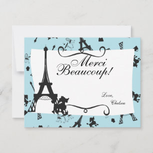 A Parisian Party thank you note in Pink Note Card