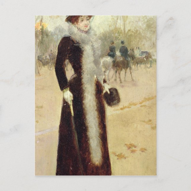 A Parisian Woman in the Bois de Boulogne, c.1899 Postcard (Front)