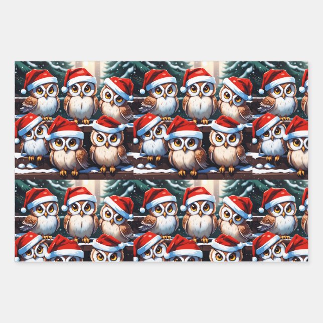 A Parliament of Owls  Wrapping Paper Sheet (Front)