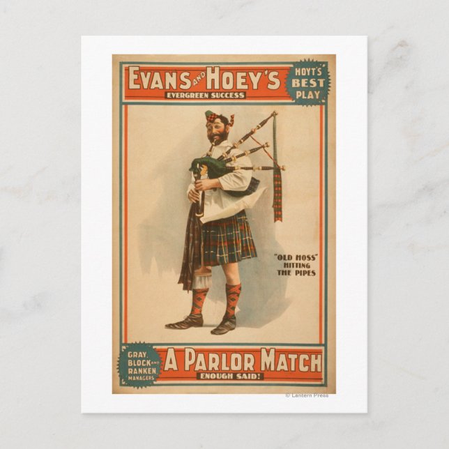 A parlour Match "Old Hoss" Scottish Bagpiper Postcard (Front)