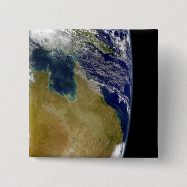 A partial view of Earth showing Australia 2 Inch Square Button (Front)