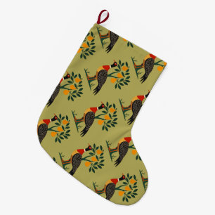 A Partridge In A Pear Tree Cut-Out Stencil Retro 2 Large Christmas Stocking