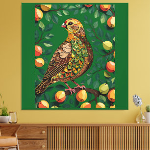 A Partridge In A Pear Tree Cut-Out Stencil-Style Canvas Print