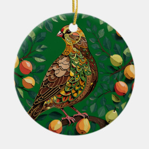 A Partridge In A Pear Tree Cut-Out Stencil-Style  Ceramic Ornament