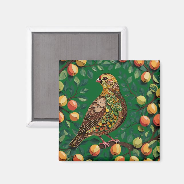 A Partridge In A Pear Tree Cut-Out Stencil-Style  Magnet (Front/Back)