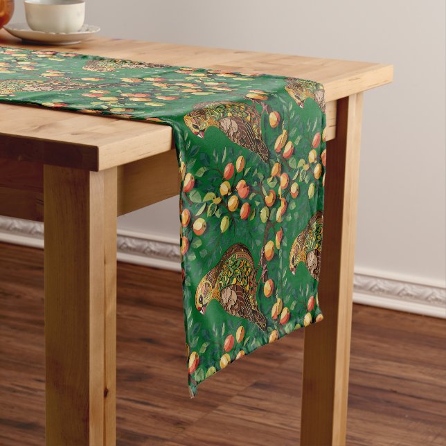 A Partridge In A Pear Tree Cut-Out Stencil-Style  Short Table Runner (In Situ)
