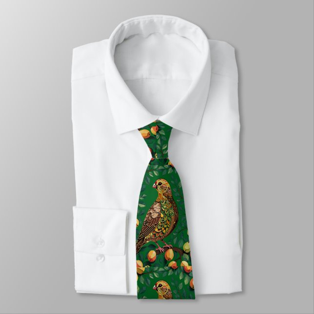 A Partridge In A Pear Tree Cut Out Stencil Style  Tie (Tied)