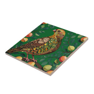 A Partridge In A Pear Tree Cut-Out Stencil-Style Tile