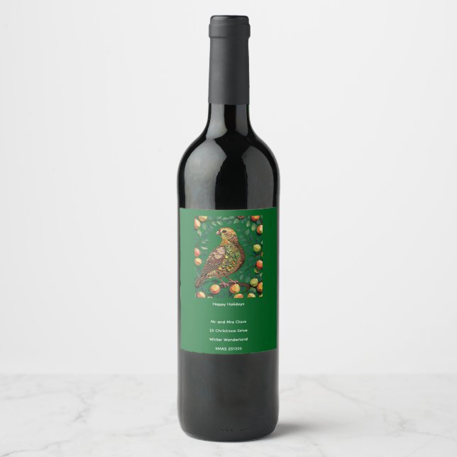 A Partridge In A Pear Tree Cut-Out Stencil-Style Wine Label (Front)