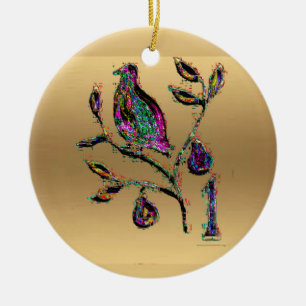 A partridge in a pear tree gold decoration