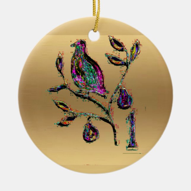 A partridge in a pear tree gold decoration (Front)