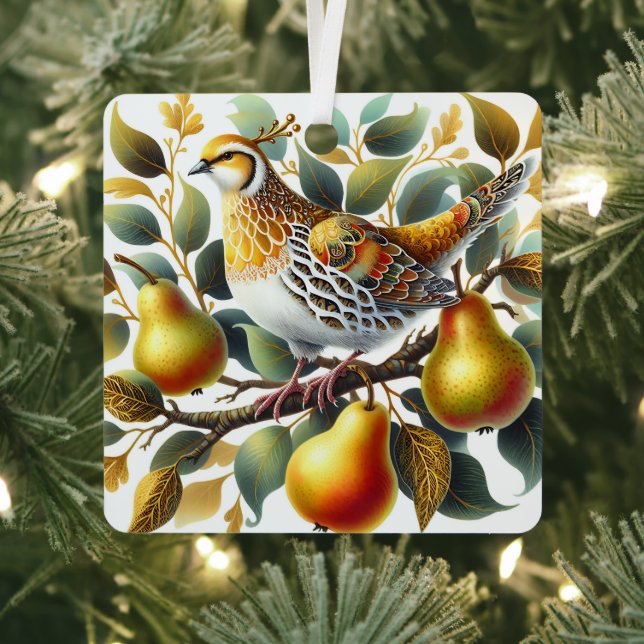 A Partridge in a Pear Tree Personalized Christmas Metal Ornament (Insitu)
