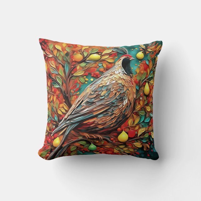 A Partridge In A Pear Tree Throw Pillow (Front)