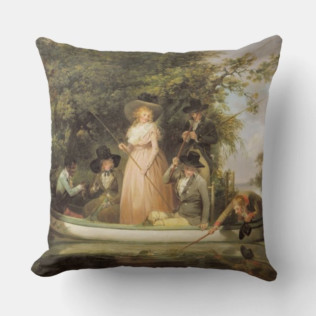 A Party Angling (oil on canvas) Throw Pillow (Front)