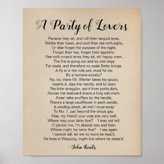 A Party of Lovers Poem by John Keats Vintage Poster