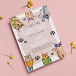 A Party with Catti-Tude! Fun Kids Birthday Invitation<br><div class="desc">Attention kitty lovers! This funny cat-themed birthday party invitation is the perfect way to show off your child's attitude and love for felines. With a cool 'Catti-Tude' design featuring six cats and a pink or turquoise background,  these invitations are sure to grab attention. Get ready for the purr-fect party!</div>