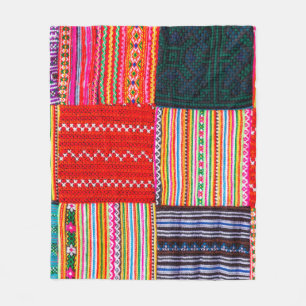 a Patchwork quilt in multicolor asian style Fleece Blanket