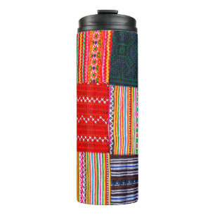 a Patchwork quilt in multicolor asian style Thermal Tumbler