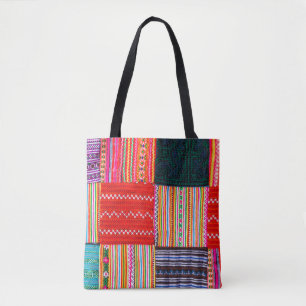a Patchwork quilt in multicolor asian style Tote Bag