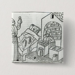 A patient with a Doctor and a Pharmacist 2 Inch Square Button