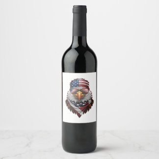 A patriotic bald eagle wine label