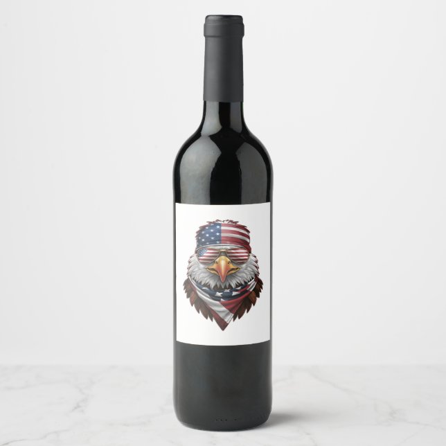 A patriotic bald eagle wine label (Front)