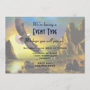 A Patriotic Design with Bald Eagle Flying High Invitation