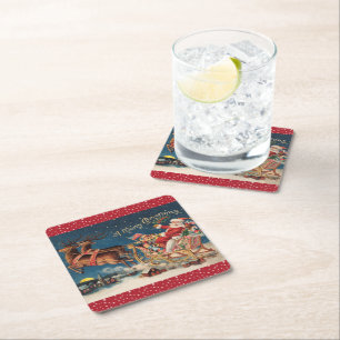 A Patriotic Santa Merry Christmas Coasters