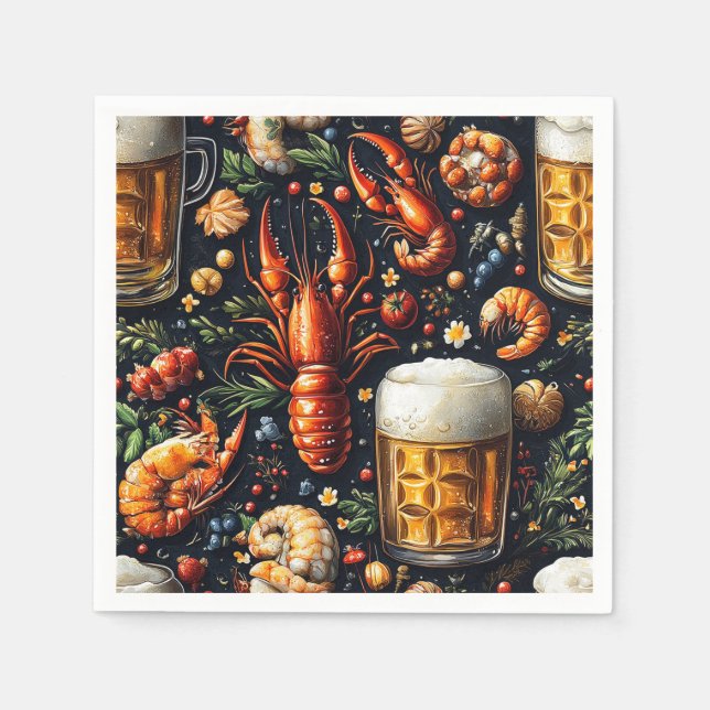 A pattern for beer and seafood lovers. napkin (Front)