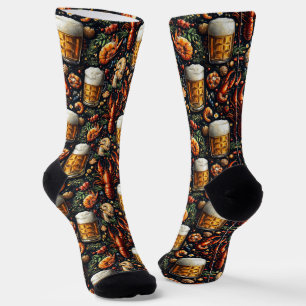 A pattern for beer and seafood lovers. socks