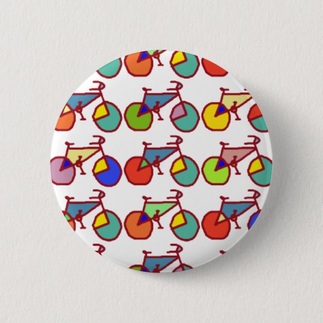 a pattern of colourful bikes 2 inch round button (Front)