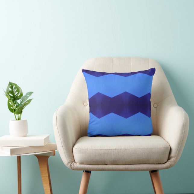 A Pattern of Dark & Baby Blue Lines Throw Pillow (Chair)