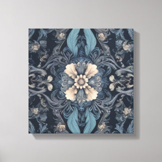a pattern of flowers and leaves vintage canvas print