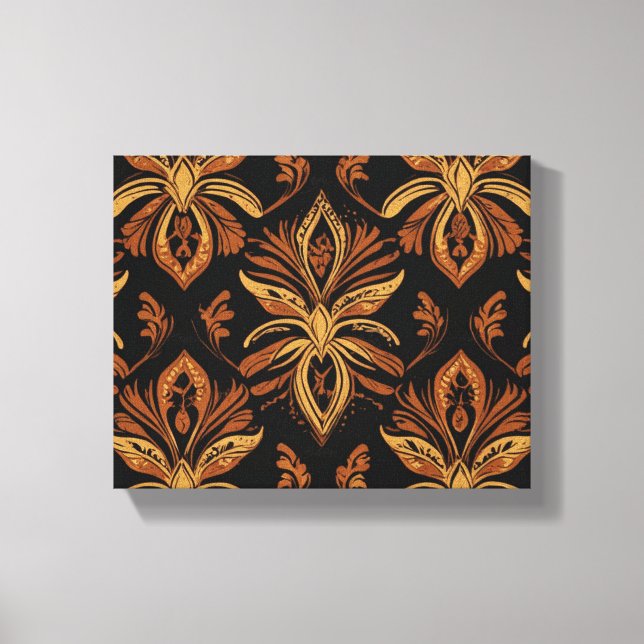 a pattern of gold and brown flowers canvas print (Front)