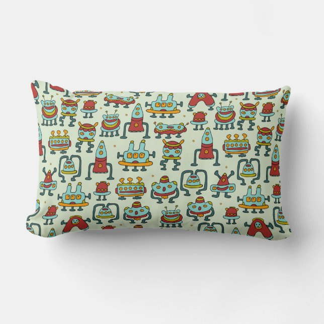 A pattern of robots - aliens. illustration.  lumbar pillow (Front)