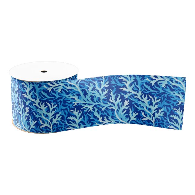 a pattern of stylized, seaweed-inspired fronds in  grosgrain ribbon (Spool)
