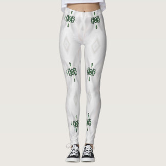 A Pattern of White Snow and Christmas Ribbon Leggings