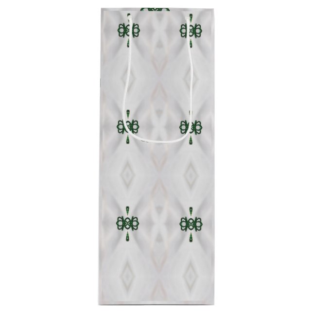 A Pattern of White Snow and Christmas Ribbon Wine Gift Bag (Front)