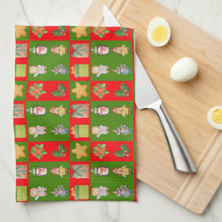 A pattern with Christmas drawings Kitchen Towel