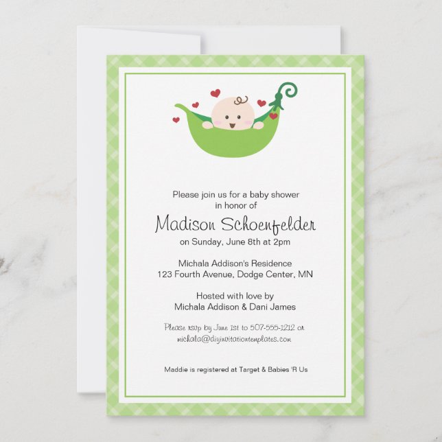 A Pea in the Pod Invitation (Front)