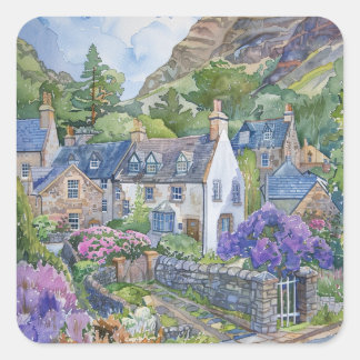 A Peaceful Scottish Village Square Sticker